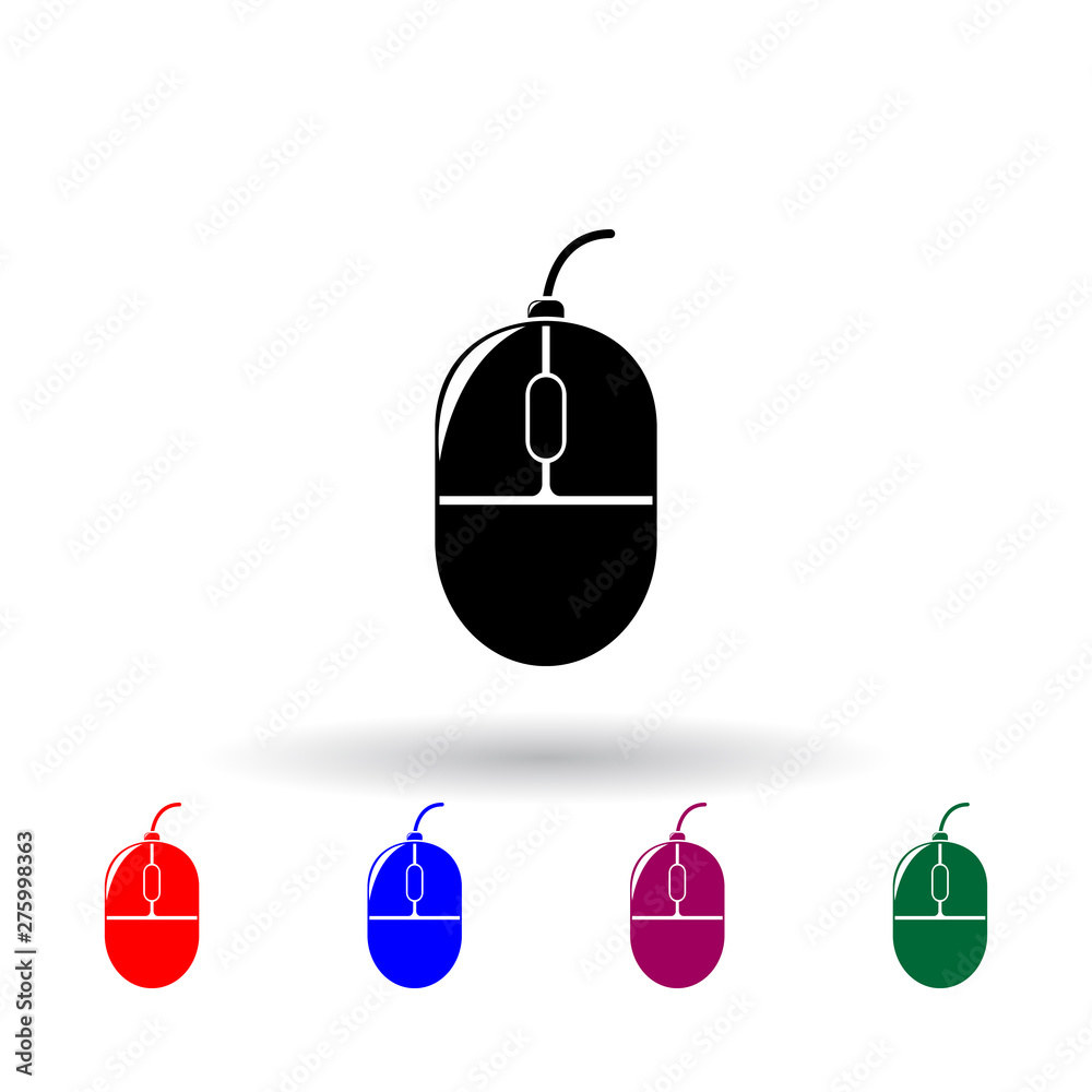 Poster computer mouse multi color icon. elements of technology set. simple icon for websites, web design, m