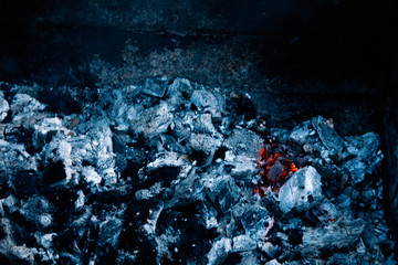 Burning coal, soft focus. Textures, background, abstract. Embers.