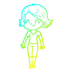cold gradient line drawing cartoon friendly girl