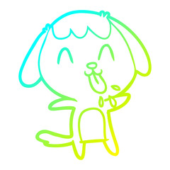 cold gradient line drawing cute cartoon dog