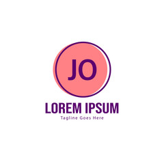 Initial JO logo template with modern frame. Minimalist JO letter logo vector illustration