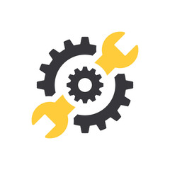 Repair icon. Wrench and gears. Vector Illustration