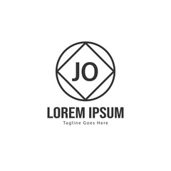 Initial JO logo template with modern frame. Minimalist JO letter logo vector illustration