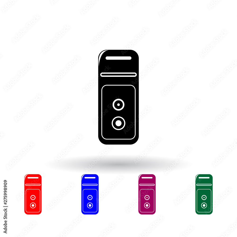 Poster personal computer multi color icon. elements of technology set. simple icon for websites, web design