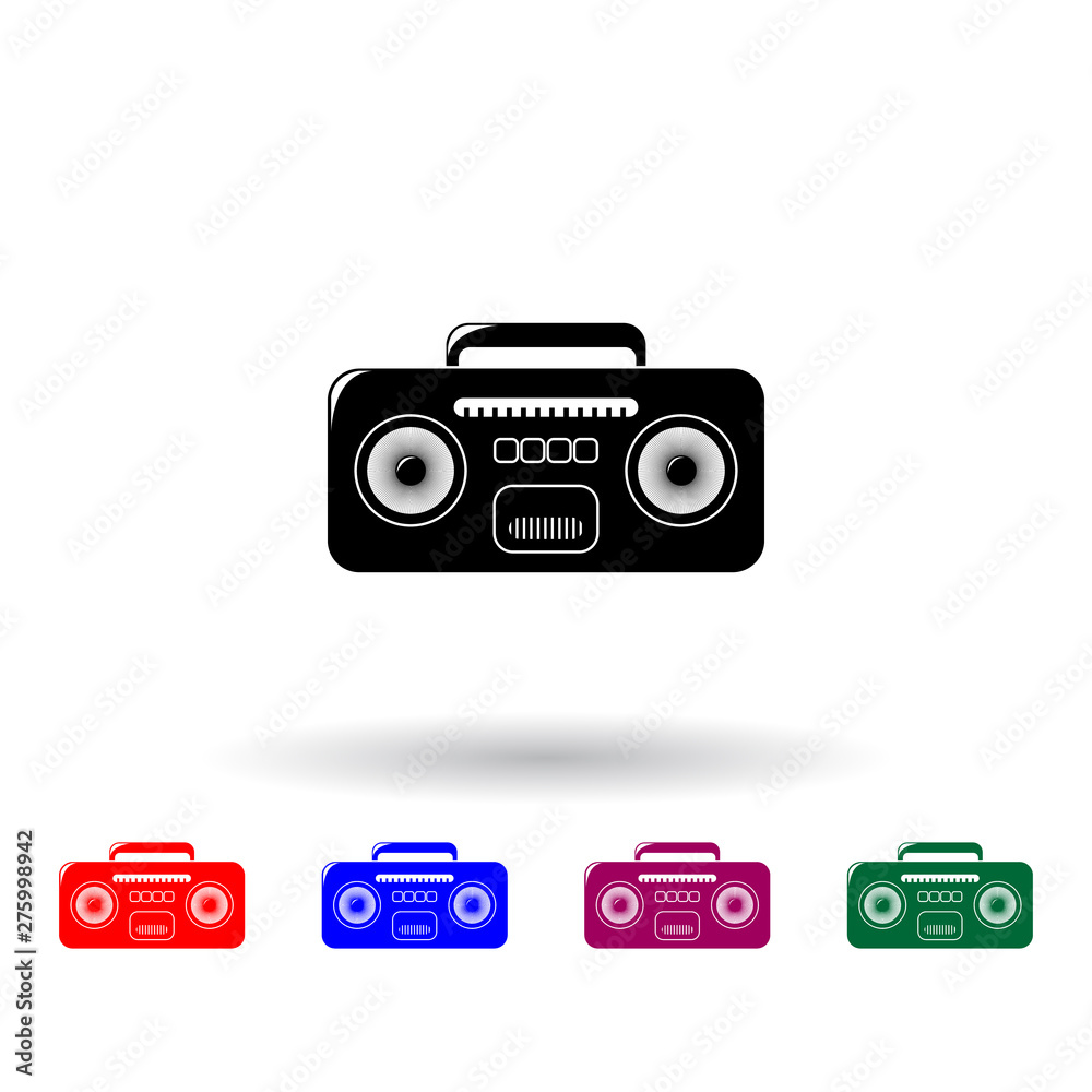 Poster cassette player multi color icon. elements of technology set. simple icon for websites, web design, 