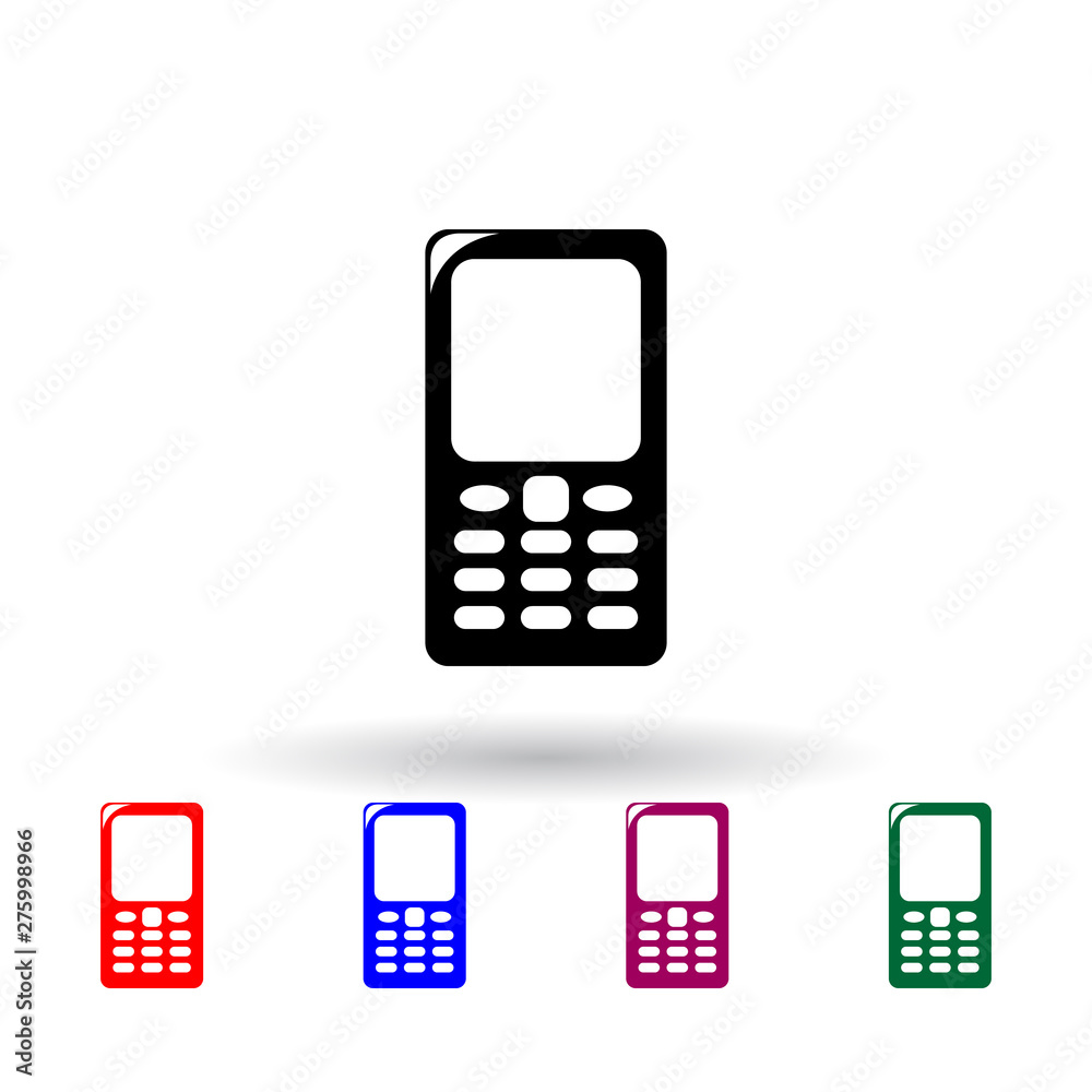 Poster mobile phone multi color icon. elements of technology set. simple icon for websites, web design, mob