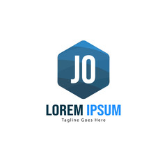 Initial JO logo template with modern frame. Minimalist JO letter logo vector illustration