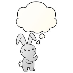 Obraz na płótnie Canvas cute cartoon rabbit and thought bubble in smooth gradient style