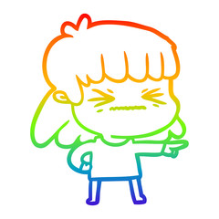 rainbow gradient line drawing cartoon woman
