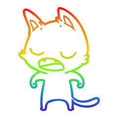 rainbow gradient line drawing talking cat cartoon
