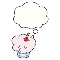 cartoon cupcake and thought bubble