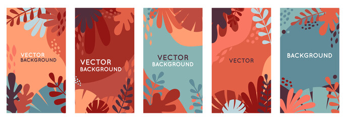 Fototapeta na wymiar Vector set of abstract backgrounds with copy space for text - autumn banners, posters