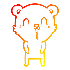 warm gradient line drawing happy cartoon bear