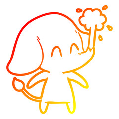 warm gradient line drawing cute cartoon elephant spouting water