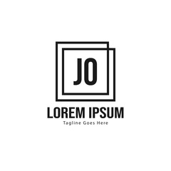 Initial JO logo template with modern frame. Minimalist JO letter logo vector illustration