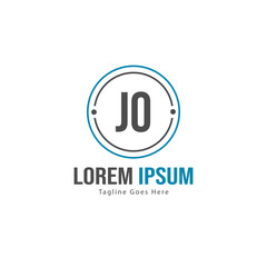 Initial JO logo template with modern frame. Minimalist JO letter logo vector illustration