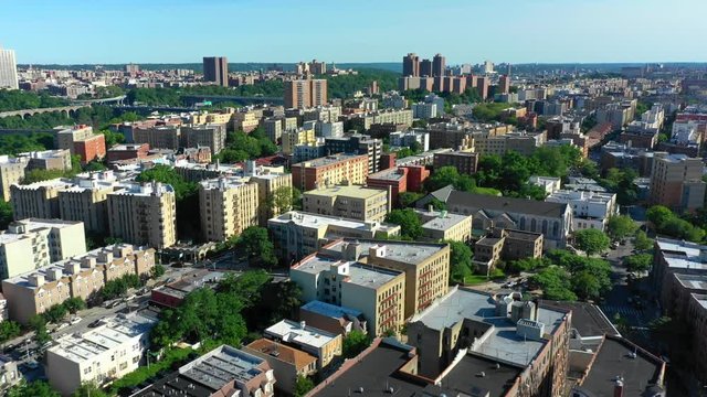 Aerial city tour The Bronx New York