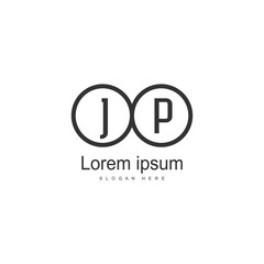 Initial JP logo template with modern frame. Minimalist JP letter logo vector illustration