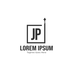 Initial JP logo template with modern frame. Minimalist JP letter logo vector illustration