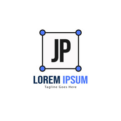 Initial JP logo template with modern frame. Minimalist JP letter logo vector illustration