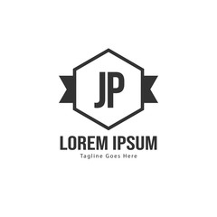 Initial JP logo template with modern frame. Minimalist JP letter logo vector illustration
