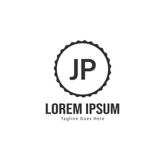 Initial JP logo template with modern frame. Minimalist JP letter logo vector illustration