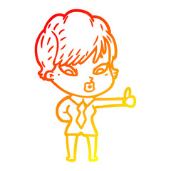 warm gradient line drawing cartoon woman