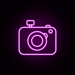camera neon icon. Elements of technology set. Simple icon for websites, web design, mobile app, info graphics