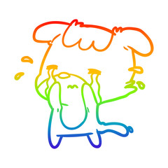 rainbow gradient line drawing sad dog crying