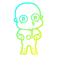 cold gradient line drawing cartoon weird bald spaceman