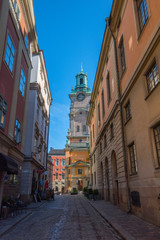 Fototapeta premium Old houses in the district of Södermalm in Stockholm a summer day with clouds