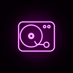 gramophone neon icon. Elements of technology set. Simple icon for websites, web design, mobile app, info graphics