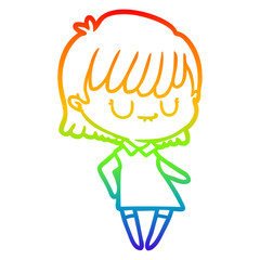 rainbow gradient line drawing cartoon woman