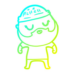 cold gradient line drawing cute cartoon man with beard