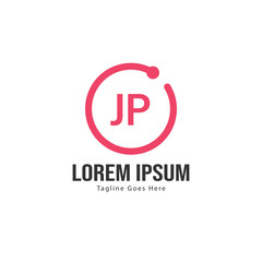 Initial JP logo template with modern frame. Minimalist JP letter logo vector illustration