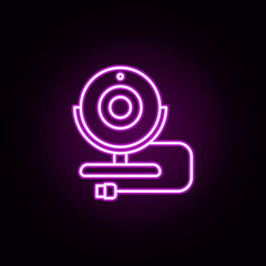 Webcam neon icon. Elements of technology set. Simple icon for websites, web design, mobile app, info graphics