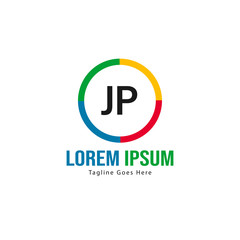 Initial JP logo template with modern frame. Minimalist JP letter logo vector illustration
