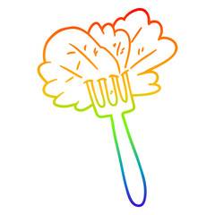 rainbow gradient line drawing cartoon salad leaves