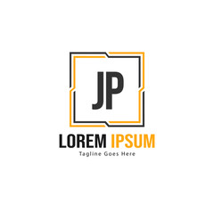 Initial JP logo template with modern frame. Minimalist JP letter logo vector illustration