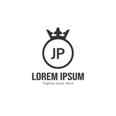 Initial JP logo template with modern frame. Minimalist JP letter logo vector illustration