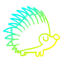 Fototapeta na wymiar cold gradient line drawing cartoon spiky hedgehog