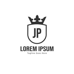Initial JP logo template with modern frame. Minimalist JP letter logo vector illustration