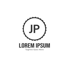 Initial JP logo template with modern frame. Minimalist JP letter logo vector illustration