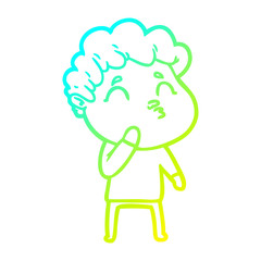 cold gradient line drawing cartoon man pouting