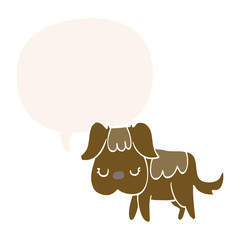 cartoon dog and speech bubble in retro style