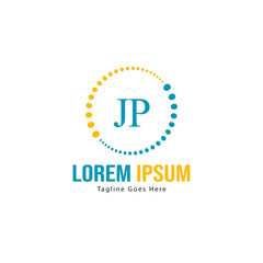 Initial JP logo template with modern frame. Minimalist JP letter logo vector illustration