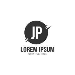 Initial JP logo template with modern frame. Minimalist JP letter logo vector illustration