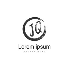 Initial JQ logo template with modern frame. Minimalist JQ letter logo vector illustration