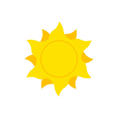 Sun simple flat icon. Summer, beach, weather concept for logo or banner. Isolated on white background. Vector 10 EPS illustration.