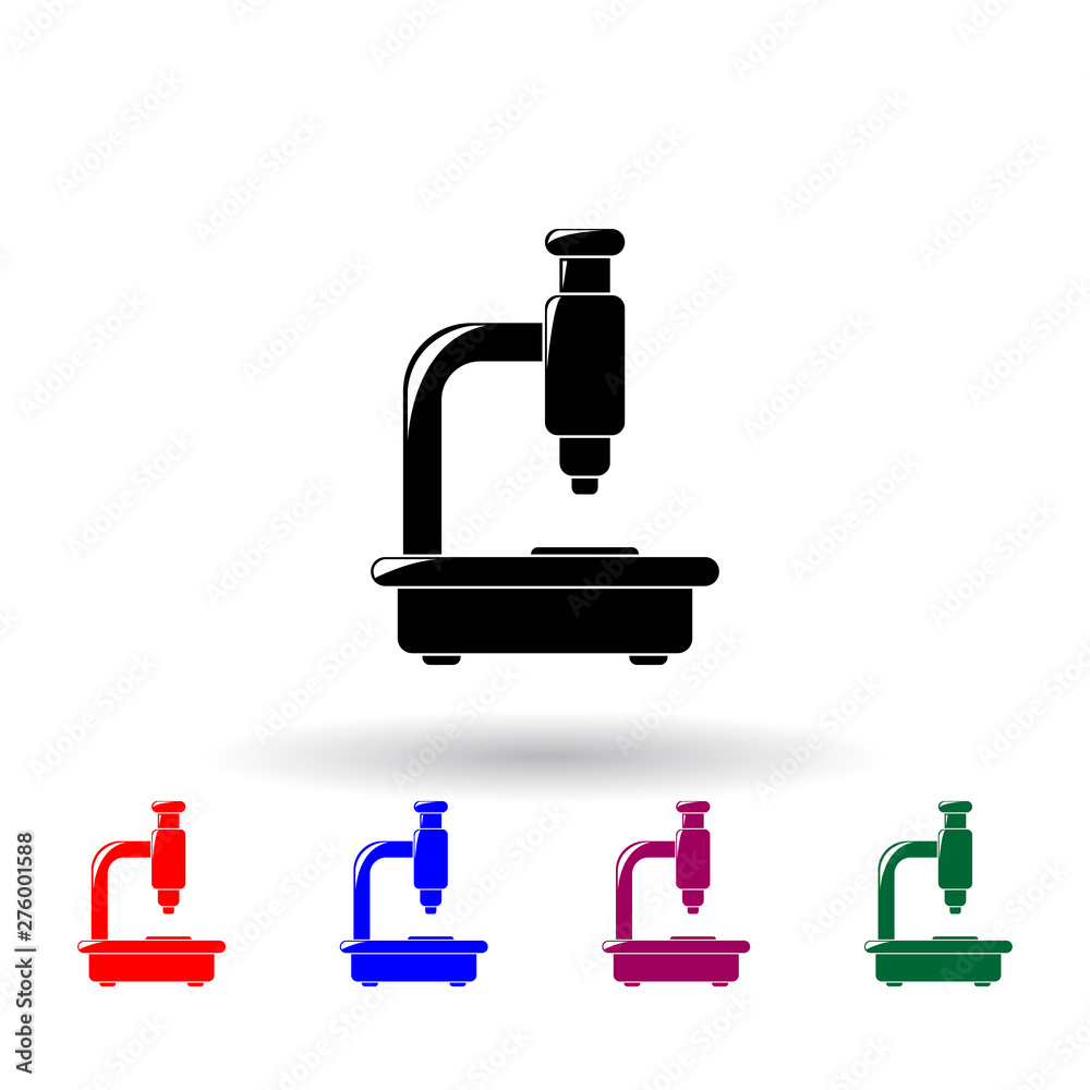 Poster microscope multi color icon. elements of science set. simple icon for websites, web design, mobile a